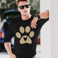 猫や犬の愛好家のための足付きハート 長袖Tシャツ 彼への贈り物