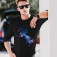 美的シルエット 夢のような宇宙 銀河 ユニコーン 長袖Tシャツ 彼への贈り物