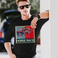 面白いtシャツ 馬tシャツ 競馬 馬 レース 乗馬 ジョッキー メンズ おもしろ 面白い グッズ ネタ 男性用 レトロ 長袖Tシャツ 彼への贈り物
