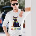 Ally Cat Lgbtゲイプライド月間2025レインボー平等権 長袖Tシャツ 彼への贈り物