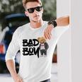 Angry Bad Boystyle、クールなテディベア、バッドボーイグラフィックデザイン。 長袖Tシャツ 彼への贈り物