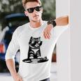 Cool Dj Cat ビニールレコード愛好家 長袖Tシャツ 彼への贈り物