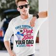 Dad Loves You Free Throw Or Pink Bows 性別発表 長袖Tシャツ 彼への贈り物