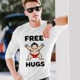Free Hugs おもしろ相撲力士 相撲ハグ カワイイ相撲ハグ 長袖Tシャツ 彼への贈り物