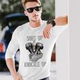 Hd-Twin シャットアップまたはナックルアップ ナックルヘッド レトロ バイカーギア 長袖Tシャツ 彼への贈り物