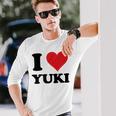 I Heart Yukiファーストネーム I Love パーソナライズ 長袖Tシャツ 彼への贈り物