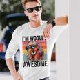 I'm Woolly Awesome 面白い レトロ メンズ レディース キッズ ウーリーマンモス 長袖Tシャツ 彼への贈り物