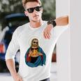 Jesus Holding A Pizza 長袖tシャツ 長袖Tシャツ 彼への贈り物