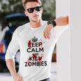 Keep Calm And Kill Zombies Carry Bloodplatter On 長袖Tシャツ 彼への贈り物