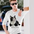 Mischief In Fur 猫写真 ハチワレ猫 黒白猫 猫好き ネタ 猫しもべ 猫飼い 猫依存症 長袖Tシャツ 彼への贈り物