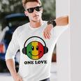 One Love ラスタ レゲエ 音楽 ヘッドホン スマイルフェイス ラスタファリ 長袖Tシャツ 彼への贈り物
