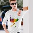 Ostrich African ダチョウ Animal Watercolor Graphic 長袖Tシャツ 彼への贈り物