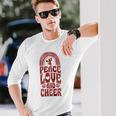 Peace Love And Cheer ボヘミアンレインボーチアリーダー 長袖Tシャツ 彼への贈り物