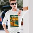 Perth Australia – ビンテージ旅行ポスタースタイル 長袖tシャツ 長袖Tシャツ 彼への贈り物