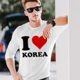 Red Heart I Love Korea 長袖Tシャツ 彼への贈り物