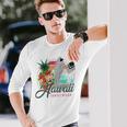 Sunset Beach Hawaii、サーフィンサーフボードレトロ、バックプリント 長袖Tシャツ 彼への贈り物