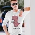 Tea Rex ユーモラスパン。 長袖Tシャツ 彼への贈り物