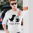 Tea Rex Pixel 8ビットゲーム恐竜 長袖Tシャツ 彼への贈り物
