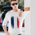 Vintage France Distressed Flag Illustration Graphic s 長袖Tシャツ 彼への贈り物
