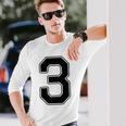 【バックプリント・背中側】3 数字 背番号 ユニフォーム ナンバー【ブラック／黒の文字】スポーツ 野球 サッカー 部活 長袖Tシャツ 彼への贈り物