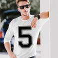 【バックプリント・背中側】5 数字 背番号 ユニフォーム ナンバー【ブラック／黒の文字】スポーツ 野球 サッカー 部活 長袖Tシャツ 彼への贈り物