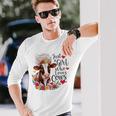 かわいい牛 ただの牛を愛する少女 長袖tシャツ 長袖Tシャツ 彼への贈り物