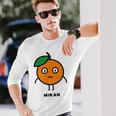 みかん Mikan 顔 イラスト かわいい おもしろ 面白い 簡単 シンプル ゆるい 果物 長袖Tシャツ 彼への贈り物