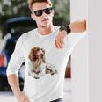 イングリッシュセッター 犬 モチーフ ペット アートワーク イングリッシュセッター 長袖Tシャツ 彼への贈り物