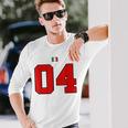カレッジ 04 ナンバー スタイル ヴィンテージ イタリア国旗 長袖Tシャツ 彼への贈り物