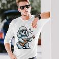 ギターを弾く犬 マルチーズプードル 面白い落書き 長袖Tシャツ 彼への贈り物