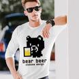 クマ ビール ドット絵 かわいい レトロ 長袖Tシャツ 彼への贈り物