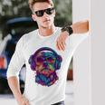 グリフォン ブリュッセロ 犬 音楽 ヘッドホン グリフォン ブリュッセル 長袖Tシャツ 彼への贈り物