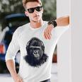 ゴリラ 描画 動物 イラスト 抽象画 アート ゴリラ 長袖Tシャツ 彼への贈り物