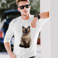 シャム猫 美人 雄大なシャム猫 ラブリーシャム猫 長袖Tシャツ 彼への贈り物
