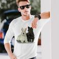 スコティッシュテリア犬の所有者ペット所有者アートデザイン 長袖Tシャツ 彼への贈り物