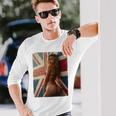 セクシーガールグラフィックtシャツ 「ホットピンナップガール&イギリスの旗」 長袖tシャツ 長袖Tシャツ 彼への贈り物
