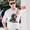 ダックスフンド ワイヤーヘア 長袖Tシャツ 彼への贈り物