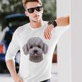 ホワイト トイプードル 犬 いぬ 顔 長袖Tシャツ 彼への贈り物