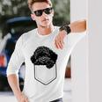 トイプードルのポケット 長袖Tシャツ 彼への贈り物
