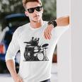 ドラマー ドラムキット クマの演奏 ドラムキット ミュージシャン 長袖Tシャツ 彼への贈り物