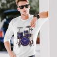 ドラム ドラマー ドラミング ドラム 長袖tシャツ 長袖Tシャツ 彼への贈り物