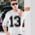 ナンバー13 カレッジスポーツチーム 黒文字 長袖Tシャツ 彼への贈り物