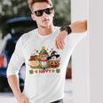 ハッピー、感謝祭、ハロウィン、メリークリスマス。 長袖tシャツ 長袖Tシャツ 彼への贈り物