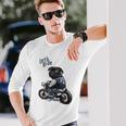 バイクに乗る面白いパグ犬レッツライド 長袖Tシャツ 彼への贈り物