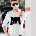 バッグの中に隠れているかわいい黒猫 猫好き 猫飼い 猫 ネコ ねこくろねこ好き 面白い サプライズ ギフト 長袖Tシャツ 彼への贈り物