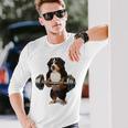 バーニーズマウンテンドッグ ウェイトリフティング フィットネスジム 長袖Tシャツ 彼への贈り物