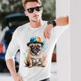パグ、スナップバック キャップ、犬、カラフル、面白い、動物プリント 長袖Tシャツ 彼への贈り物