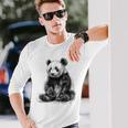 パンダ アニマルプリント グラフィック デッサン アート 絵画 パンダ 長袖Tシャツ 彼への贈り物