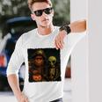 ビッグフットエイリアン 面白い ハロウィン トリック ドア カメラビュー 長袖tシャツ 長袖Tシャツ 彼への贈り物