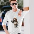 ビーグル 犬 ダンベル 筋トレ 筋肉 ワークアウト ジム 長袖Tシャツ 彼への贈り物